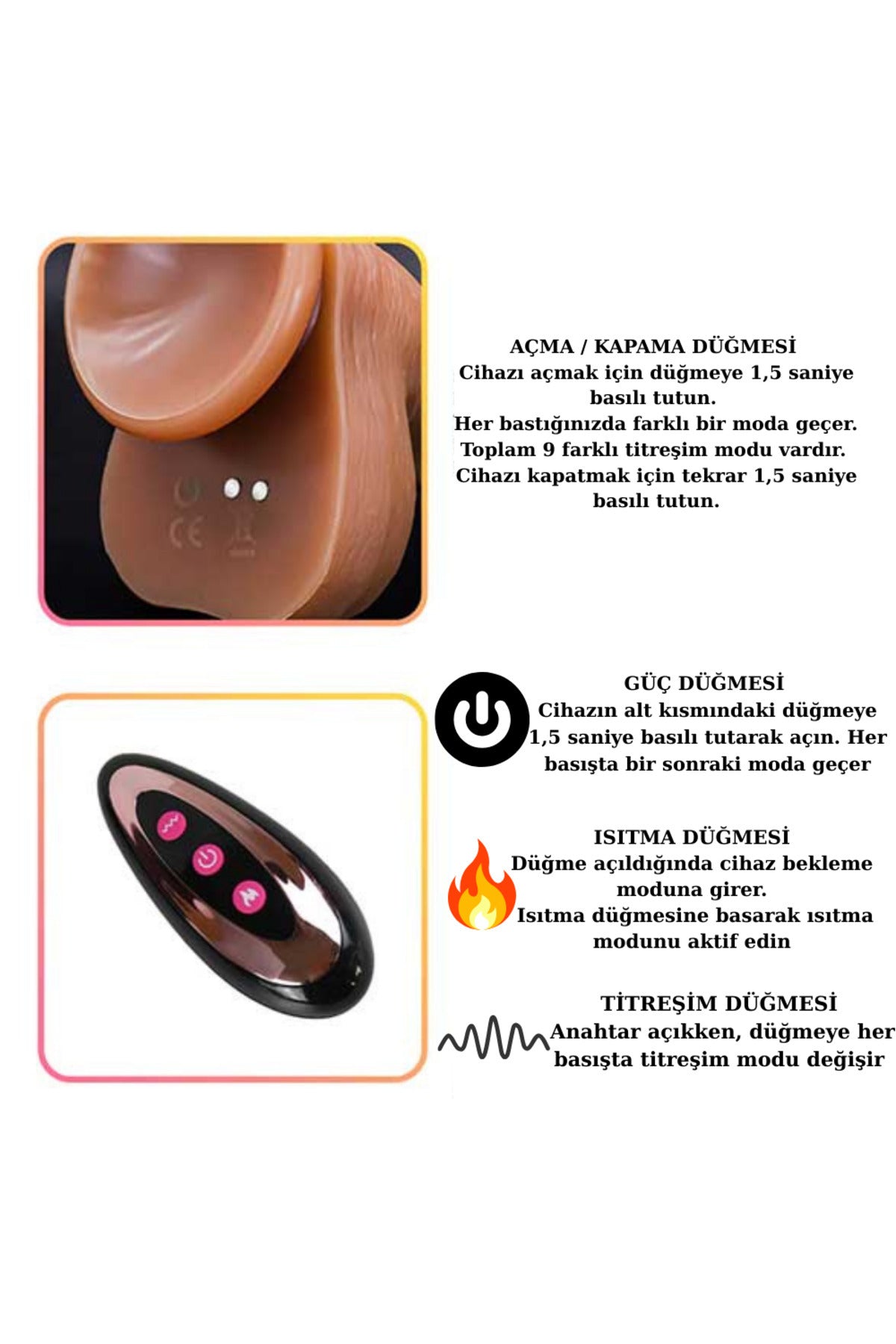 Iron General İleri–Geri Hareketli Isıtmalı Şarjlı Realistik Dildo 26 cm