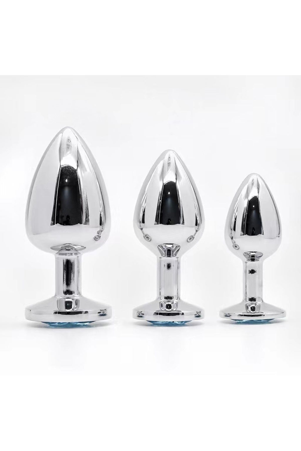 3'lü Set Anal Plug Metal Kalp Pırlanta Başlı Saklama Kılıflı