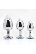 3'lü Set Anal Plug Metal Kalp Pırlanta Başlı Saklama Kılıflı