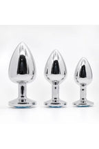 3'lü Set Anal Plug Metal Kalp Pırlanta Başlı Saklama Kılıflı