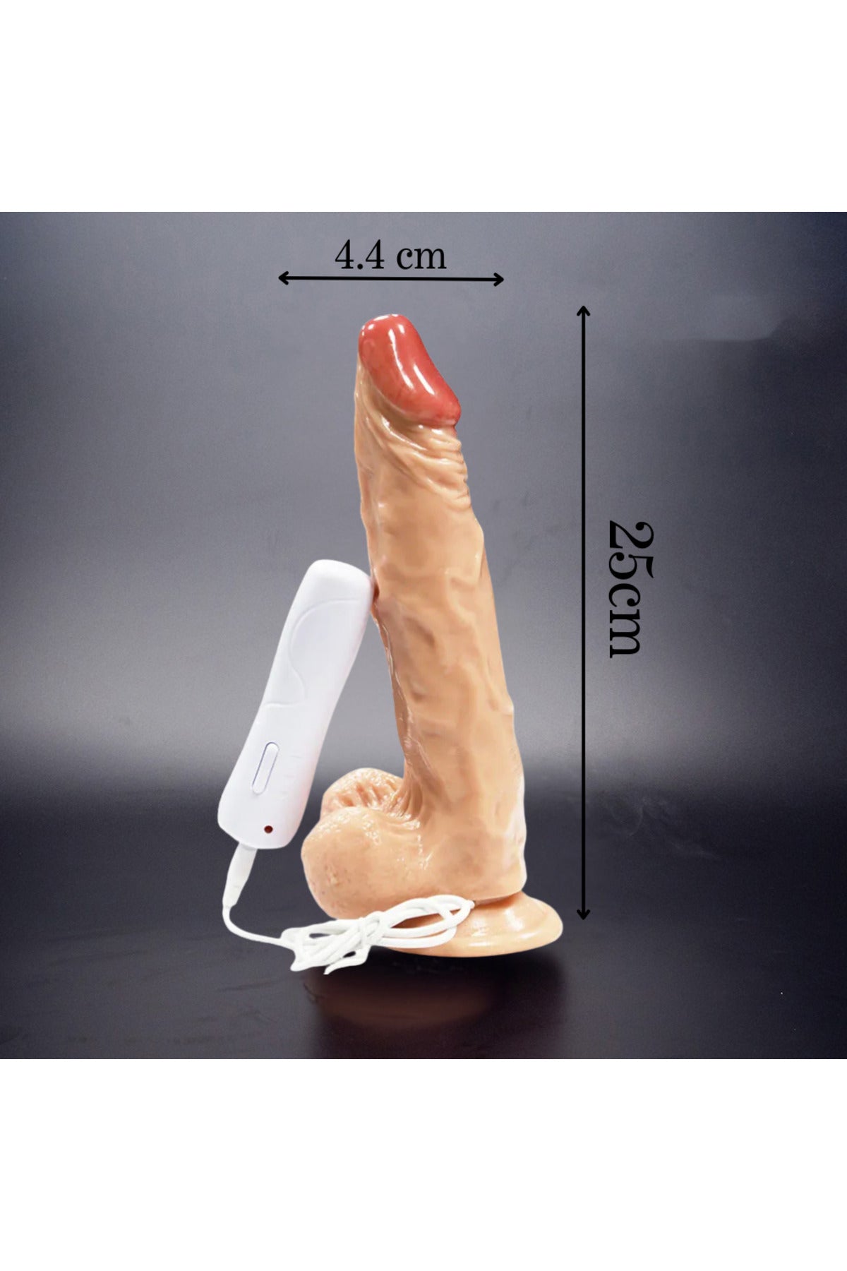 Gerçekçi Titreşimli Dildo – Vantuz Tabanlı 25 cm