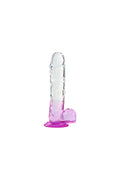 Silikon Şeffaf Mor Renkli Realistik Dildo 15 cm