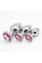 3'lü Set Anal Plug Metal Top Pırlanta Başlı Saklama Kılıflı