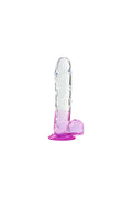 Silikon Şeffaf Mor Renkli Realistik Dildo 20 cm