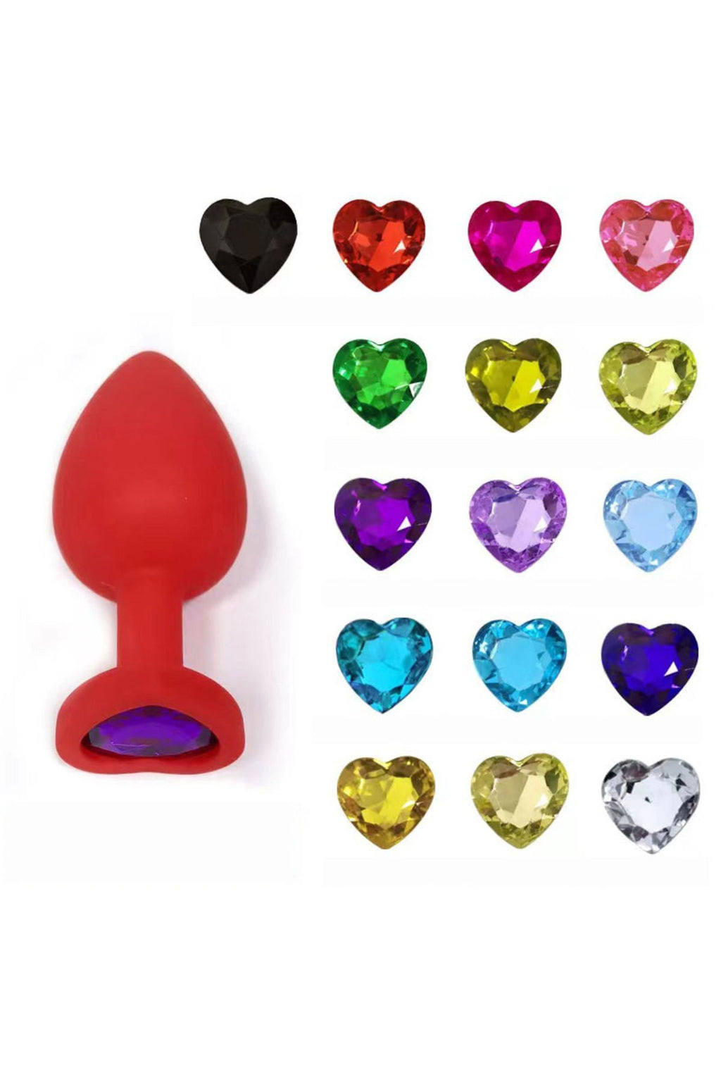 3'lü Set Anal Plug Slikon Top Pırlanta Taşlı Saklama Kılıflı