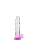 Silikon Şeffaf Mor Renkli Realistik Dildo 20 cm