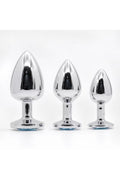 3'lü Set Anal Plug Metal Top Pırlanta Başlı Saklama Kılıflı