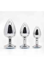 3'lü Set Anal Plug Metal Top Pırlanta Başlı Saklama Kılıflı