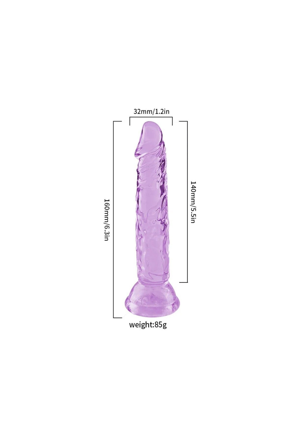 Şeffaf Mor Silikon Gerçekçi Dildo 14 cm