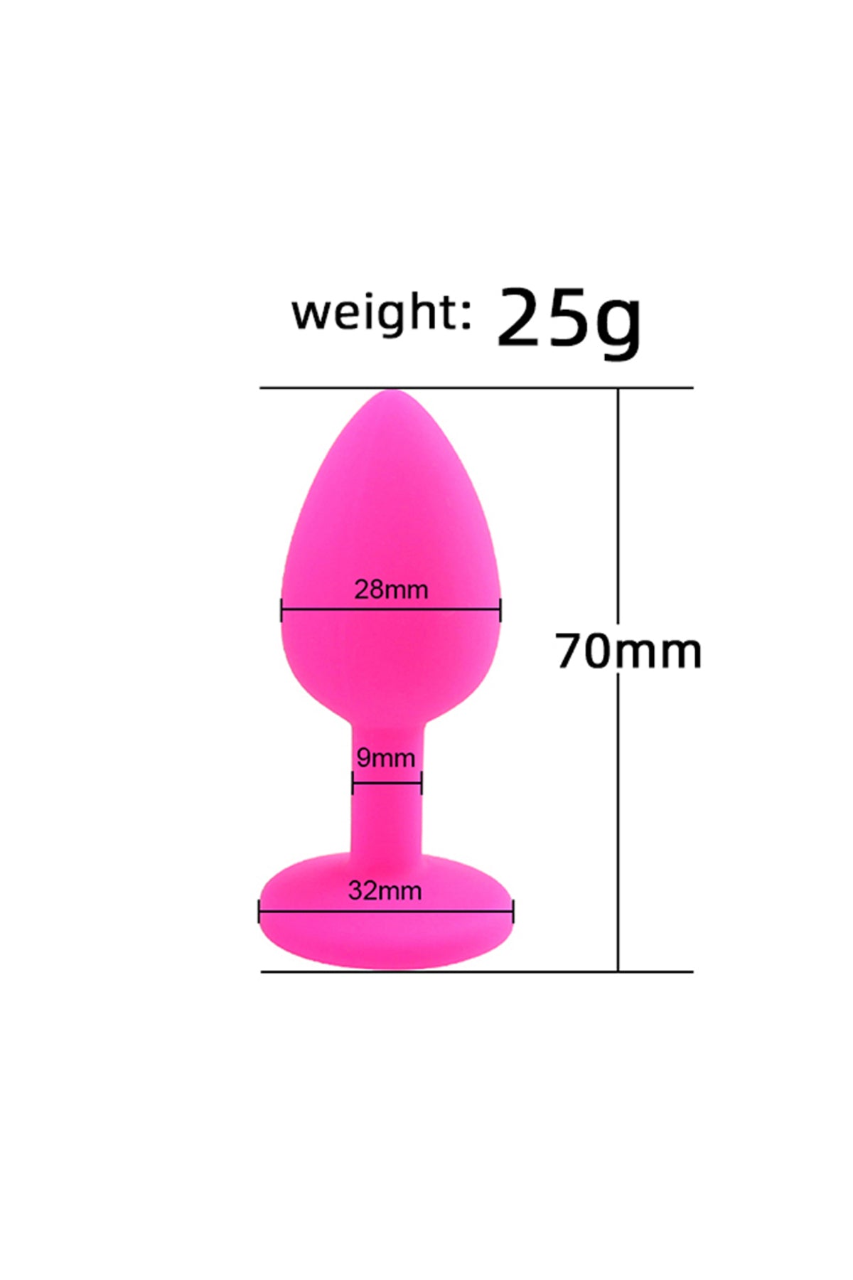 Taşlı Silikon Anal Plug Tıkaç - Pembe