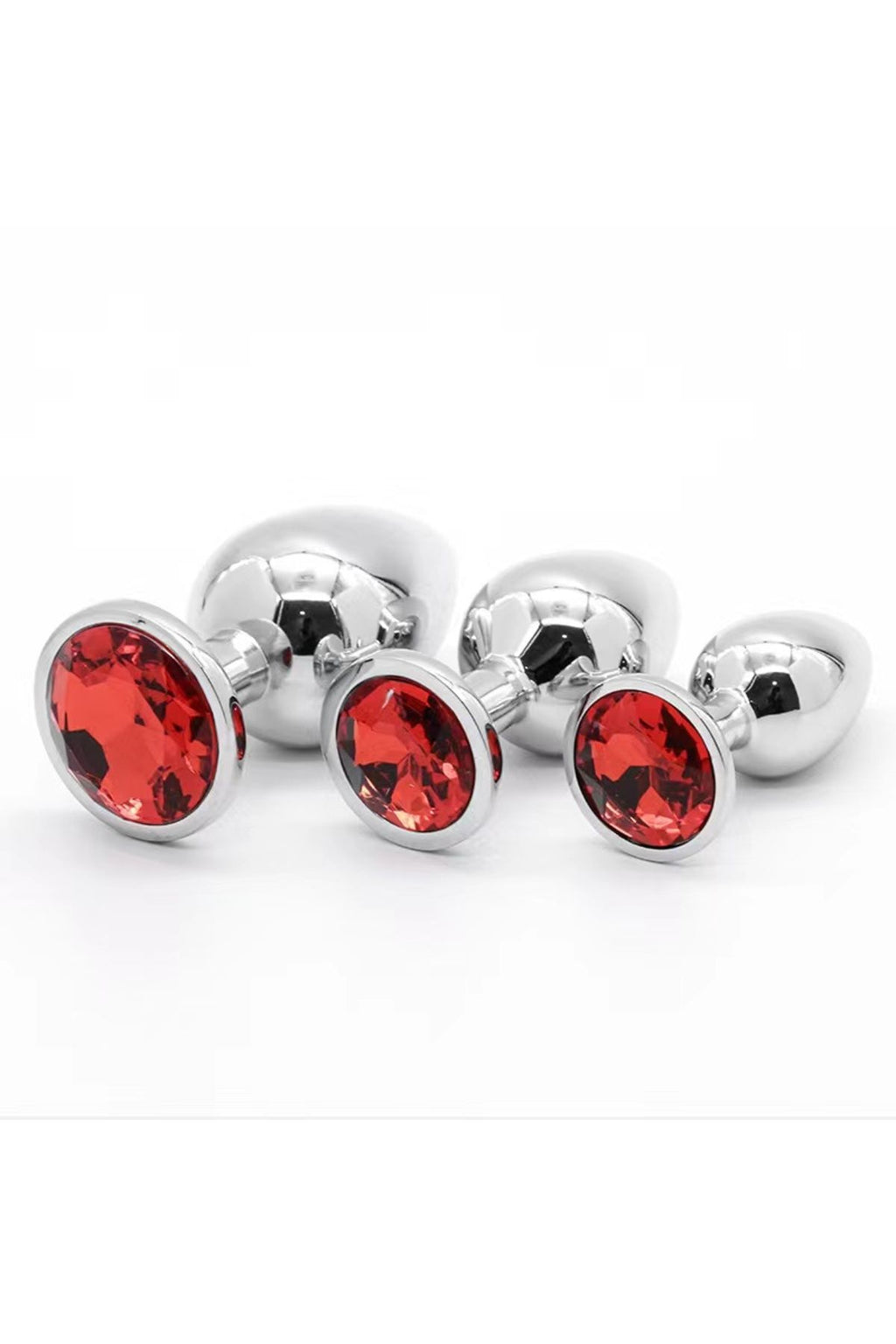 3'lü Set Anal Plug Metal Top Pırlanta Başlı Saklama Kılıflı