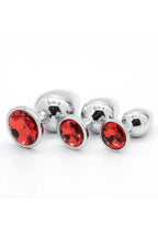 3'lü Set Anal Plug Metal Top Pırlanta Başlı Saklama Kılıflı