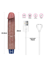 Gerçekçi Yumuşak Silikon Şarjlı Titreşimli Dildo – 23 cm