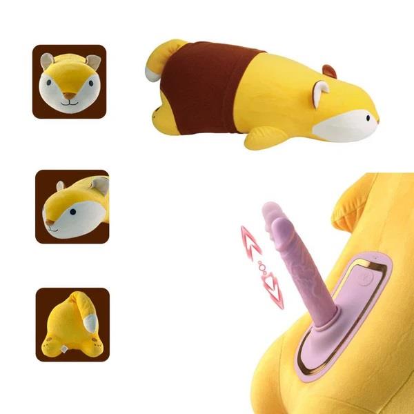 Peluş Tilki Görünümlü Hareketli Isıtmalı Dildo Vibratör