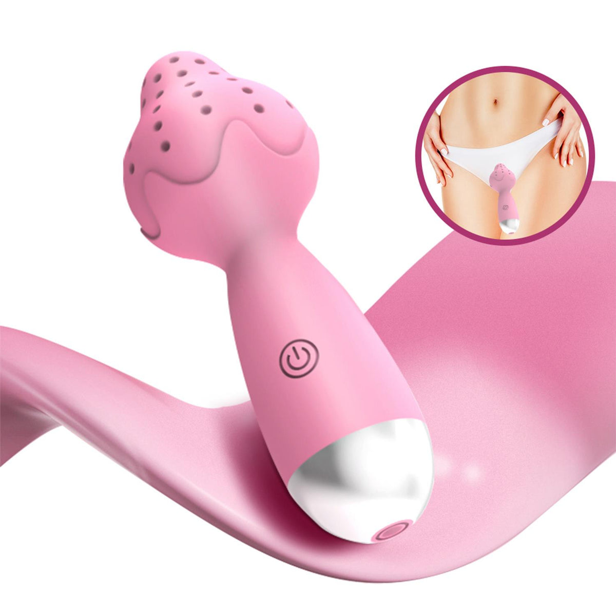 Çilek Başlıklı Mini Klitoral Masaj Vibratörü Pembe