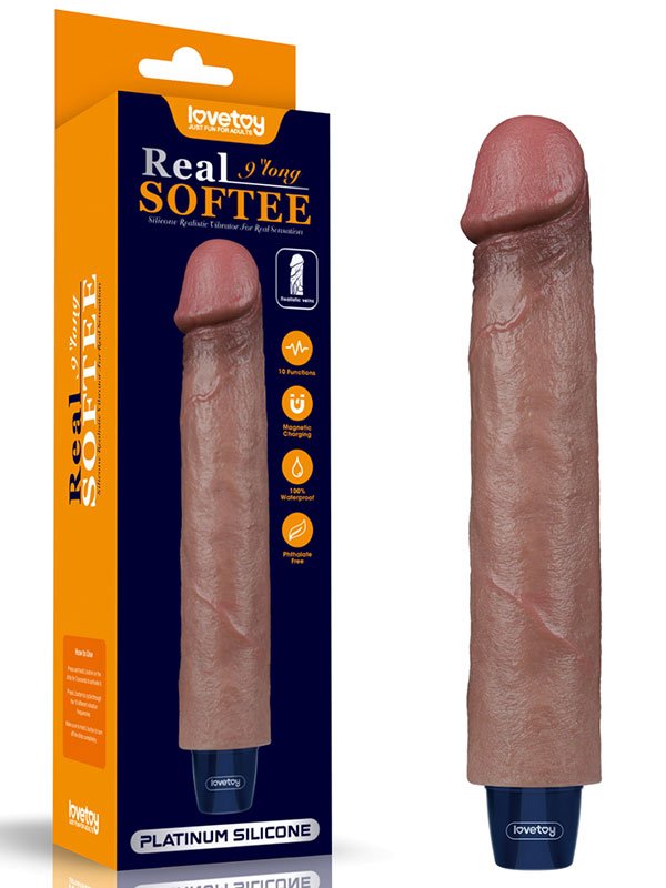 9" REAL SOFTEE Rechargeable Silicone Vibrating Dildo
