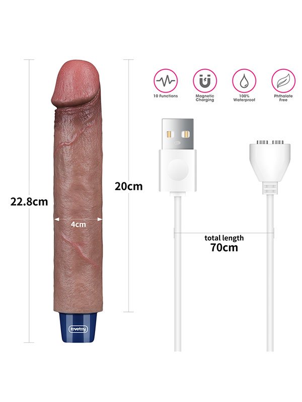 9" REAL SOFTEE Rechargeable Silicone Vibrating Dildo