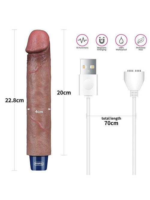 9" REAL SOFTEE Rechargeable Silicone Vibrating Dildo