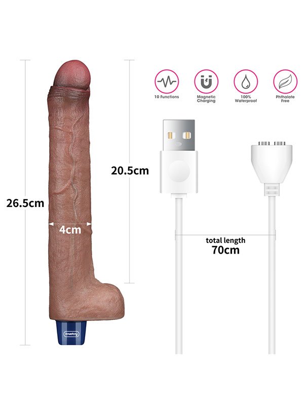 10.5" REAL SOFTEE Rechargeable Silicone Vibrating Dildo