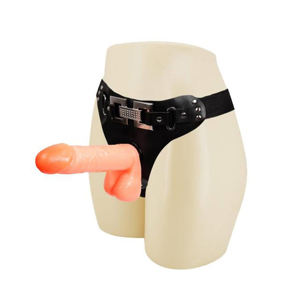 Baile Jessica Ayarlanabilir Siyah Strap-On Kemer Seti – Çıkarılabilir Su Geçirmez Skrotumlu Dildo 18,2 cm