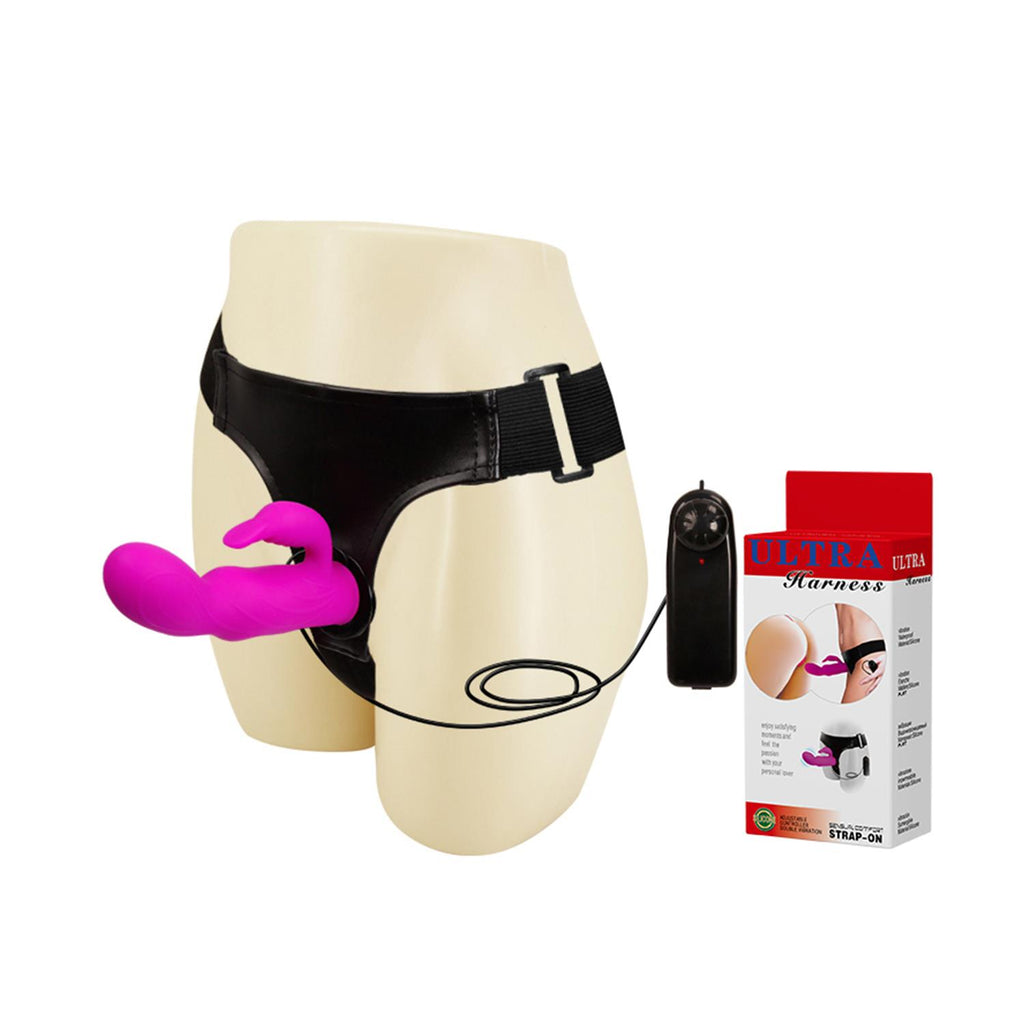 Baile Ultra Harness Titreşimli Strap-On Set – Bunny Klitoris Uyarıcılı Silikon Dildo