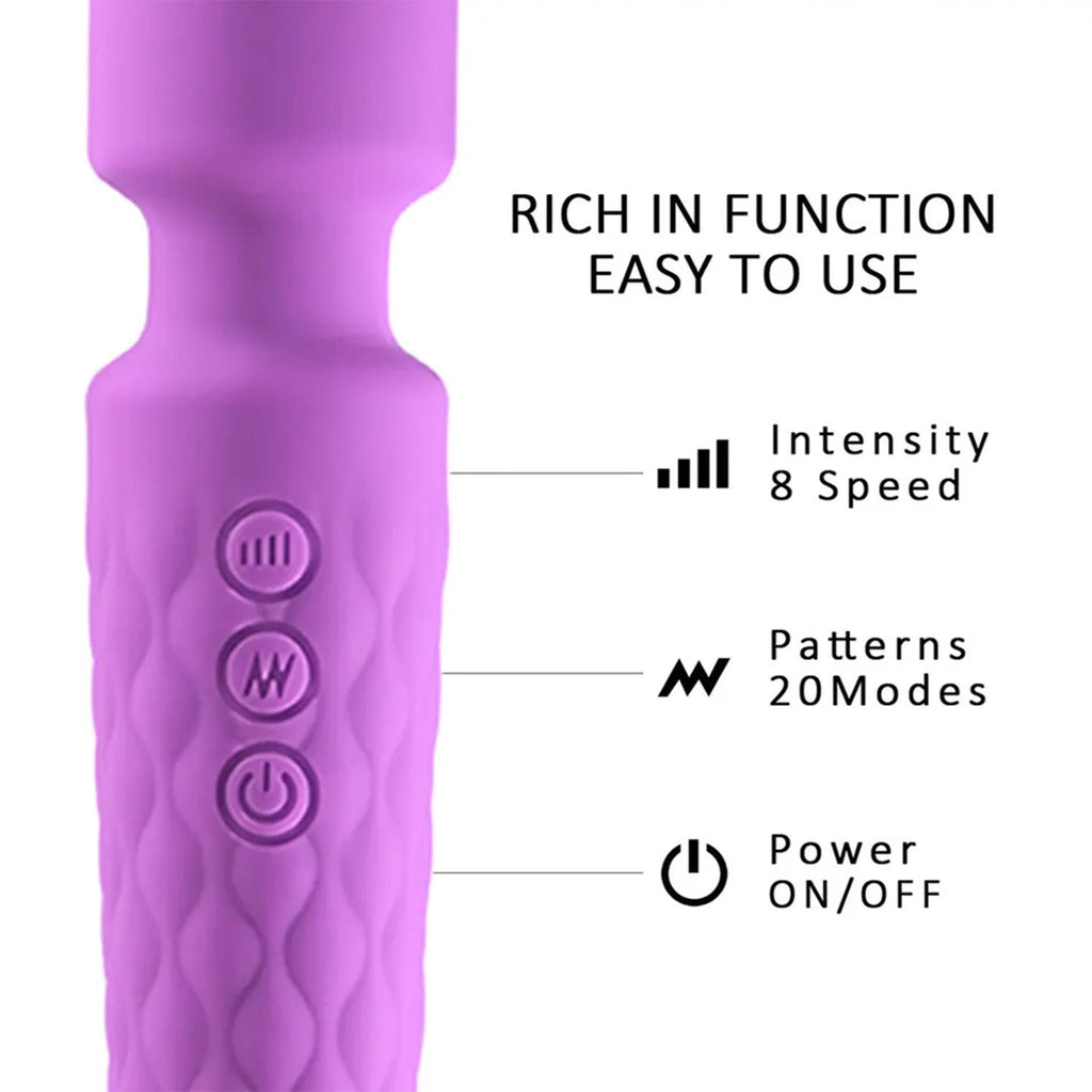 Bükülebilir Başlıklı Wand Vibratör Mor