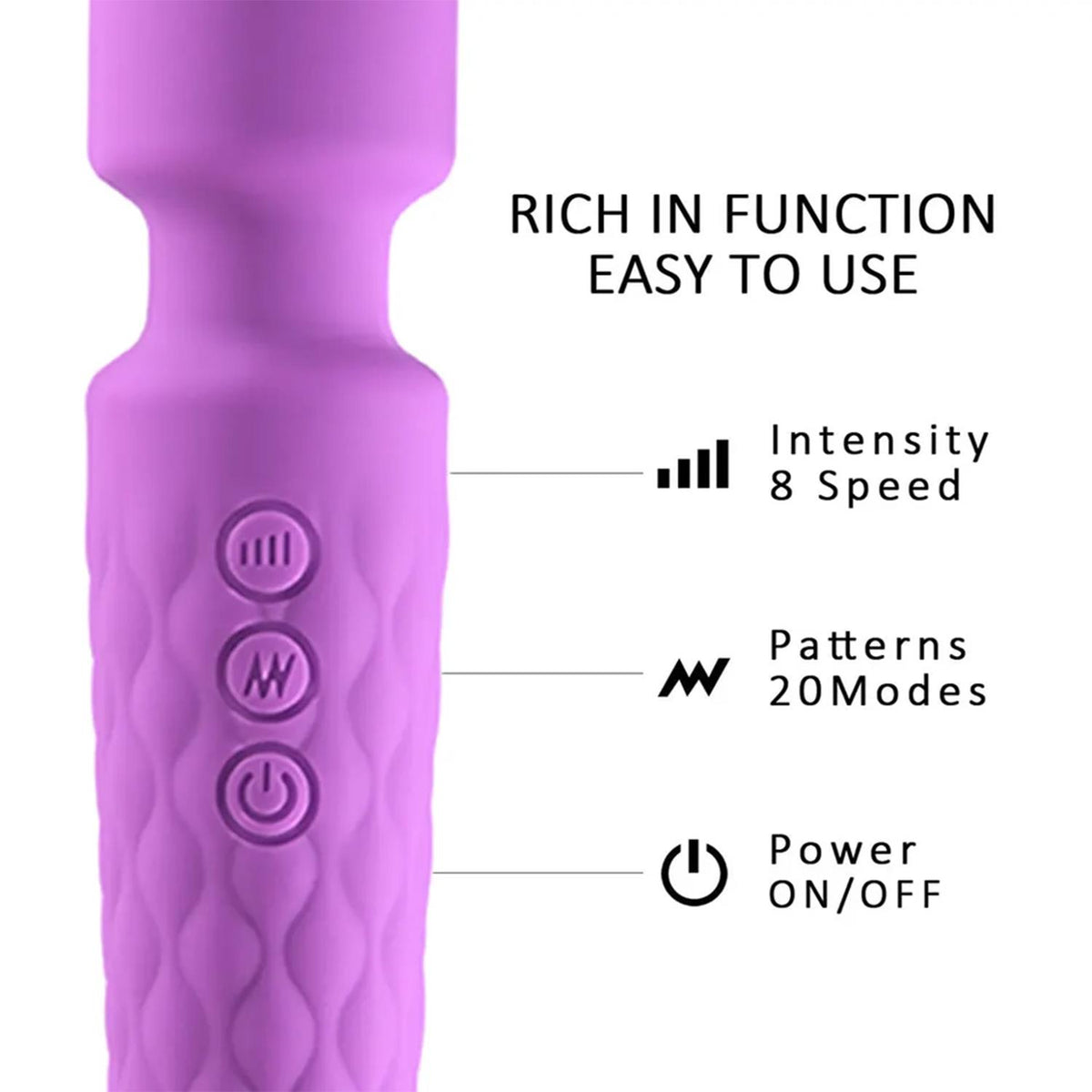 Bükülebilir Başlıklı Wand Vibratör Mor