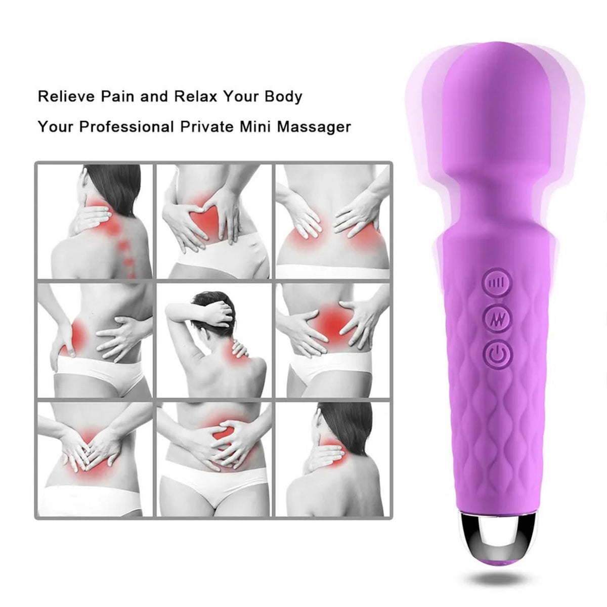 Bükülebilir Başlıklı Wand Vibratör Mor