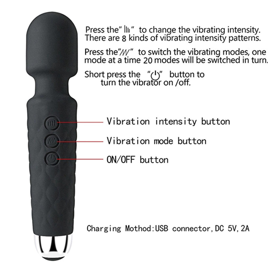 Bükülebilir Başlıklı Wand Vibratör Siyah