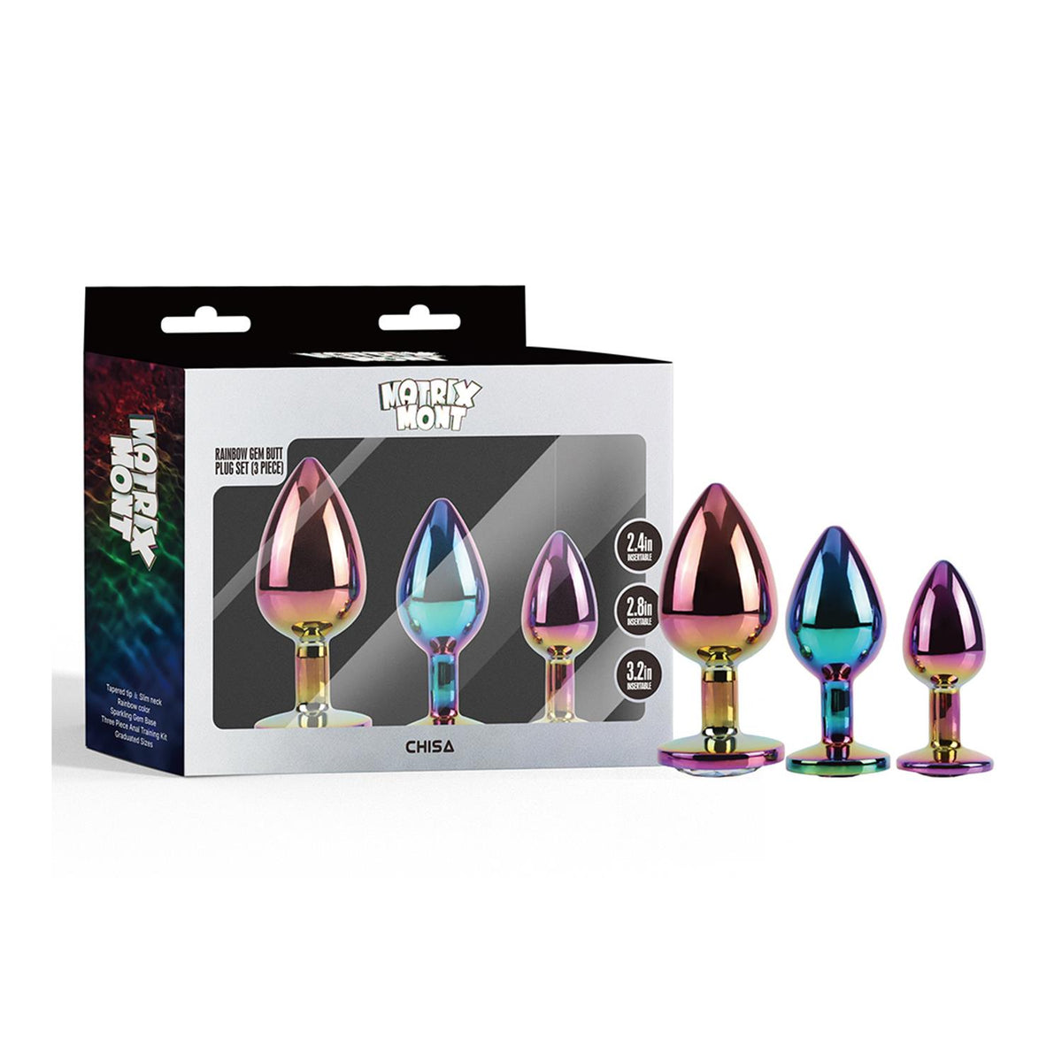 Chisa Rainbow Gem 3’lü Metal Anal Plug Seti