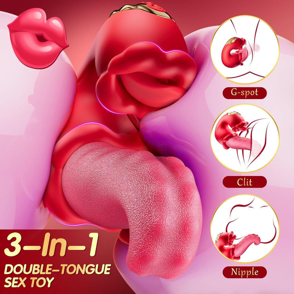 Çift Dilli 3’ü 1 Arada Titreşimli Vibratör Masaj Aleti – G Noktası ve Klitoris Uyarıcı