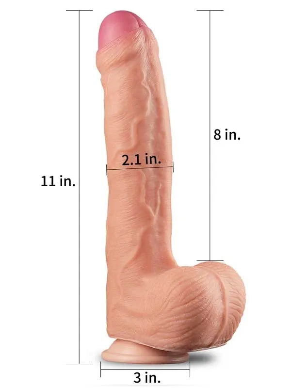 Çift Katmanlı Platinyum Silikon Realistik Dildo 28 cm