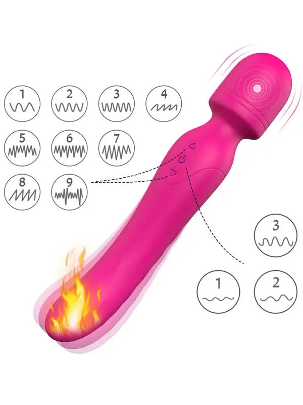 Isıtmalı Masaj Wand Çift Taraflı Vibratör 23 cm