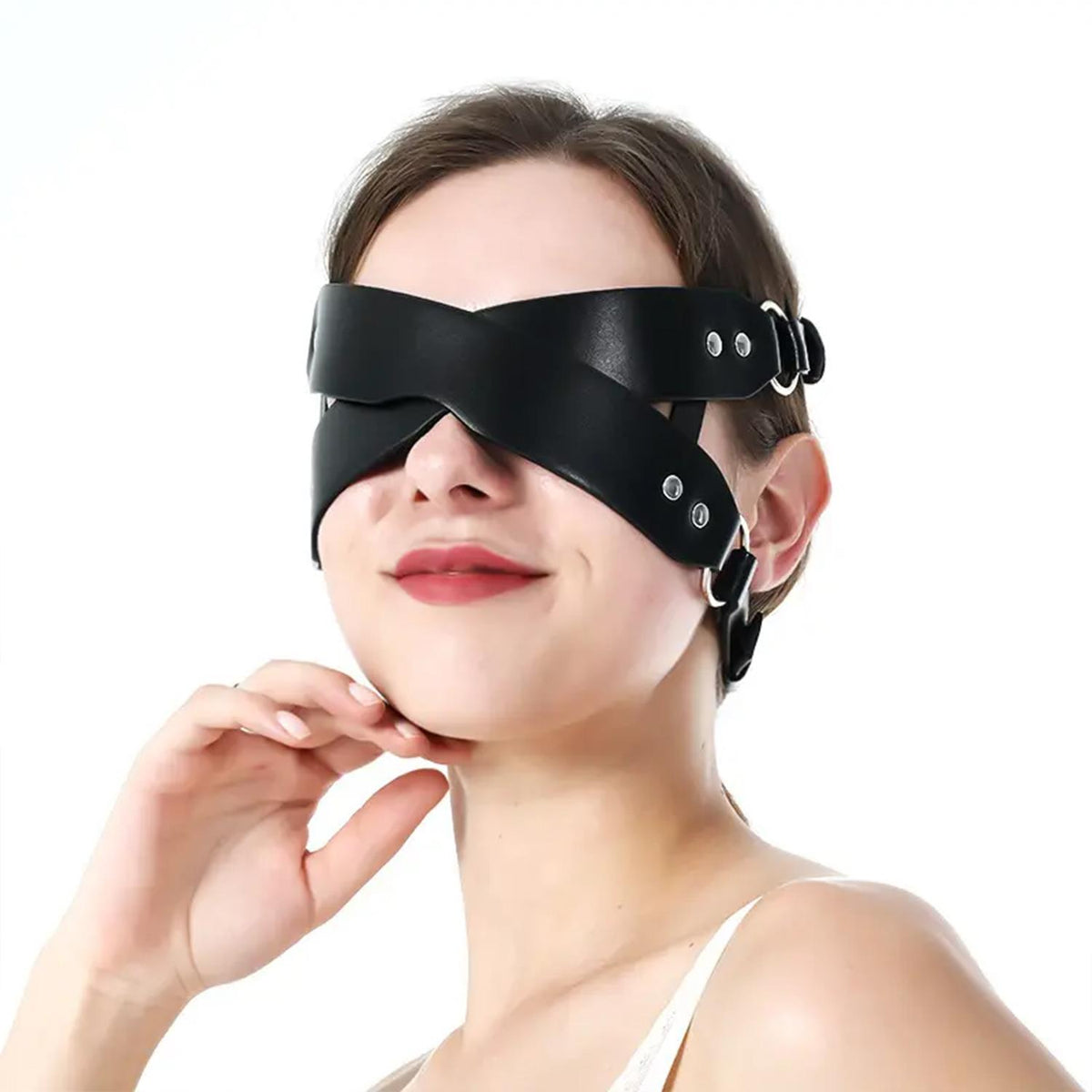 Deri Çapraz Göz Maskesi Ayarlanabilir Harness