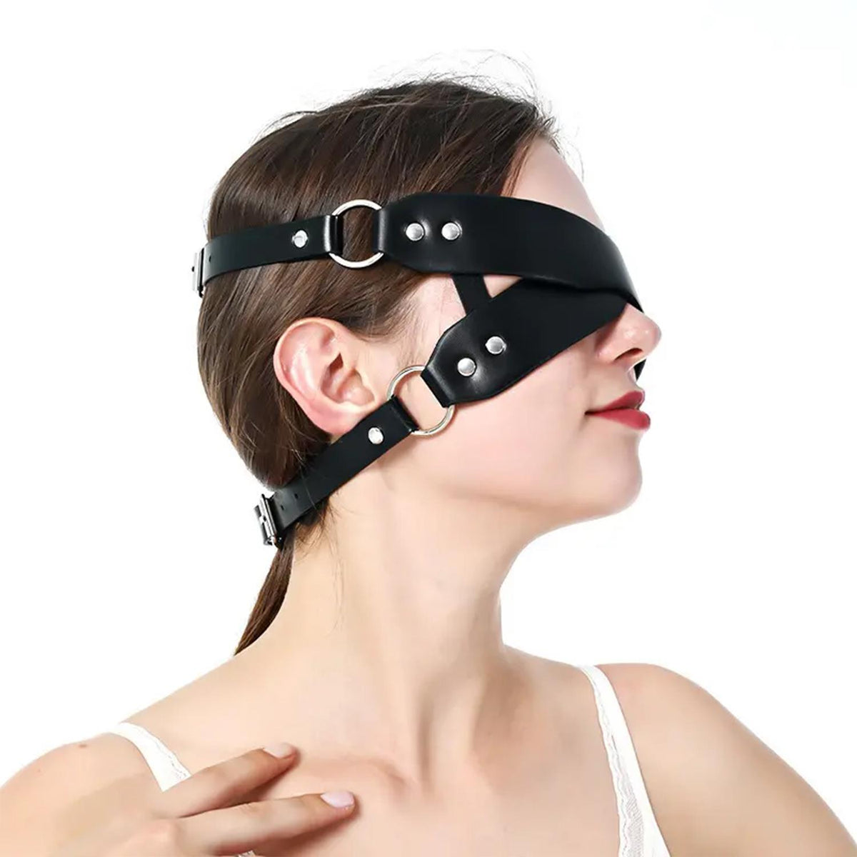 Deri Çapraz Göz Maskesi Ayarlanabilir Harness