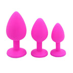 Elmas Taşlı Silikon Kaplı Anal Plug L Büyük Boy 9 cm Pembe
