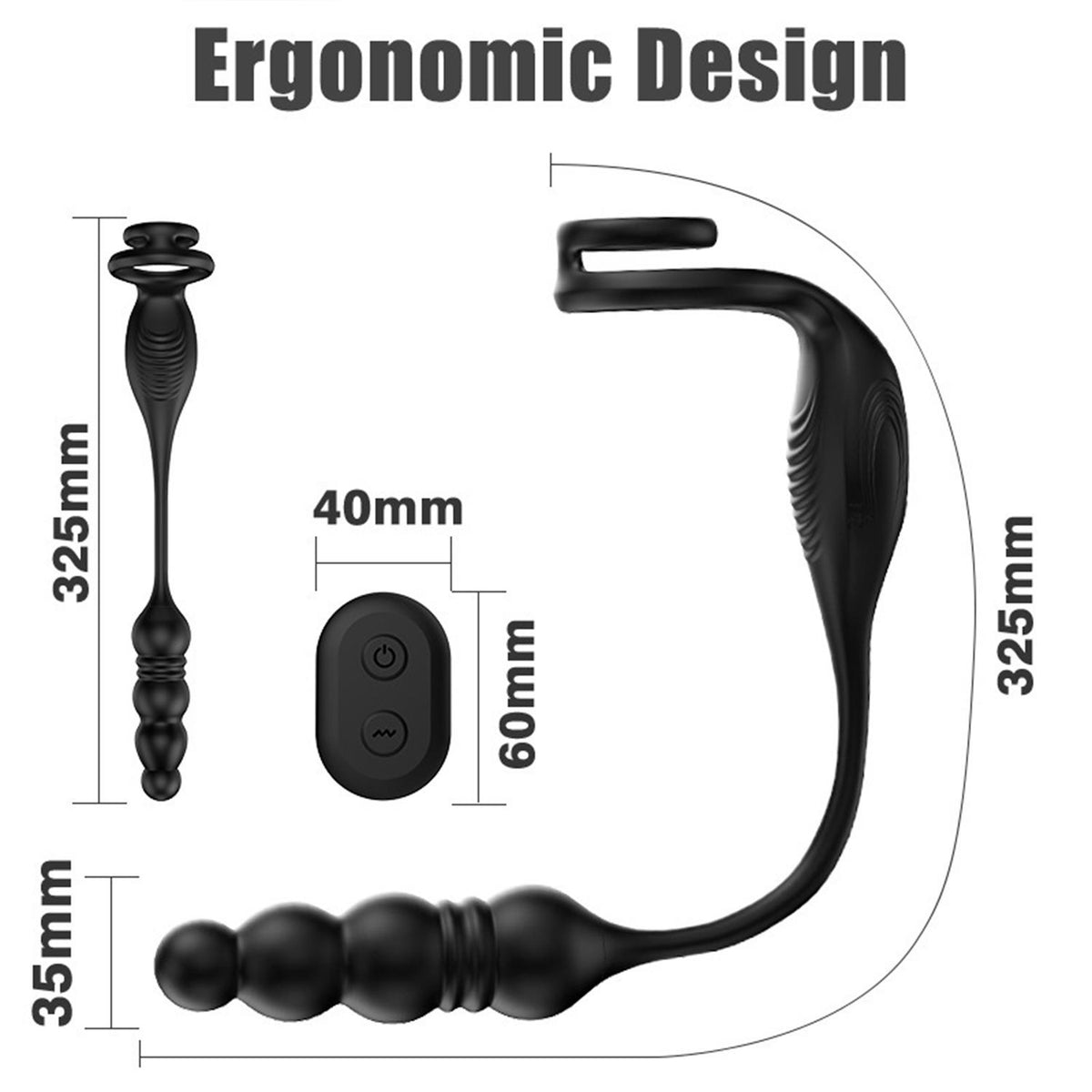 Erkekler İçin Çift Halkalı Anal Vibratör – Prostat Masajörü, 9 Titreşim & İtme Modu, USB Şarjlı, Su Geçirmez