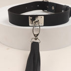 Deri Fırfırlı Choker Harness Kolye Siyah
