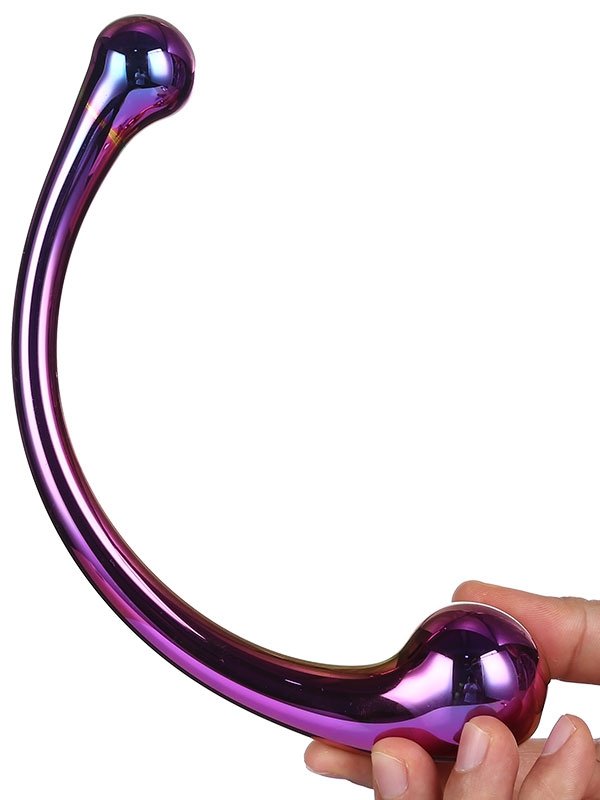 Çift Başlı Lüx Kavisli Cam Dildo