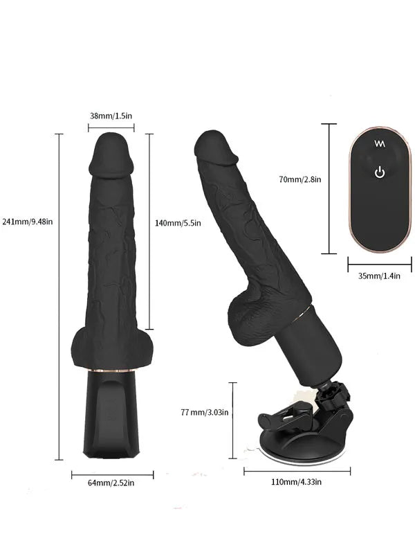 İleri Geri ve Dönme Hareketli Isıtmalı Şarjlı Uzaktan Kumandalı Vantuzlu Sex Makinesi