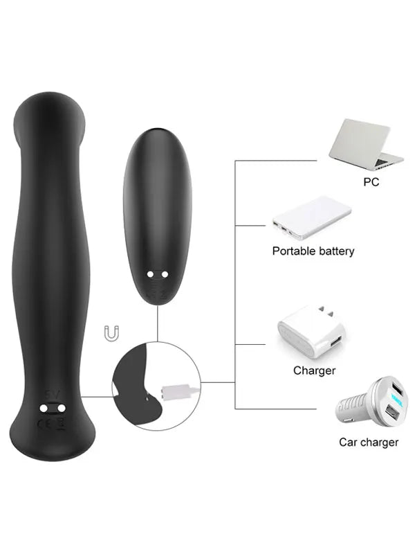 Anal ve Prostat Uyarım Vibratörü Uzaktan Kumandalı Şarjlı