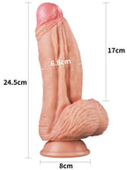Çift Katmanlı Platinyum Silikon Monster Dildo 25 cm Ten