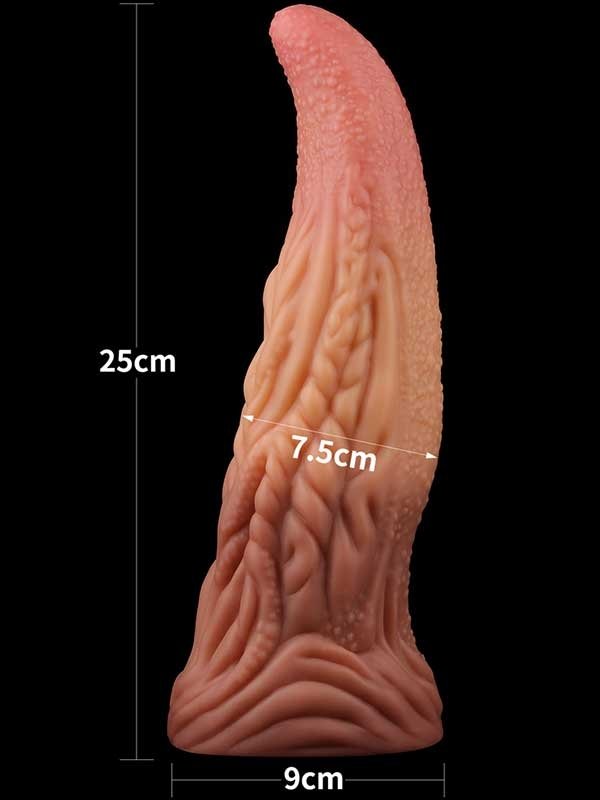 Çift Katmanlı Platinyum Silikon Canavar Dildo 25 cm