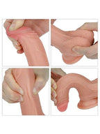 Çift Katmanlı Platinyum Silikon Realistik Dildo 18 cm