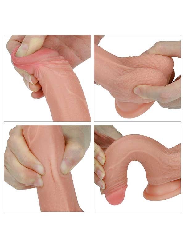 Çift Katmanlı Platinyum Silikon Realistik Dildo 18 cm