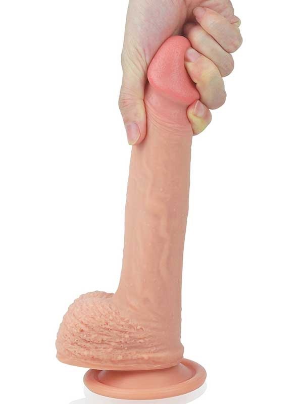 Çift Katmanlı Platinyum Silikon Realistik Dildo 22 cm