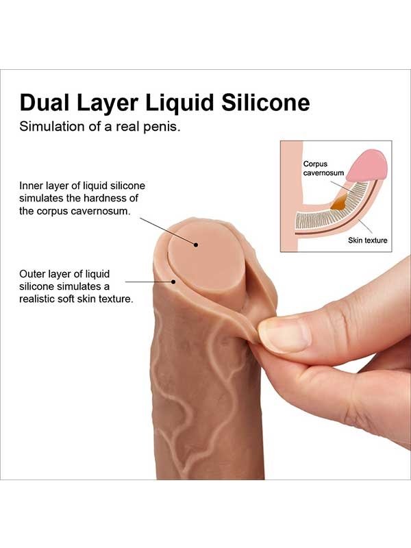 Çift Katmanlı Platinyum Silikon Realistik Dildo 22 cm