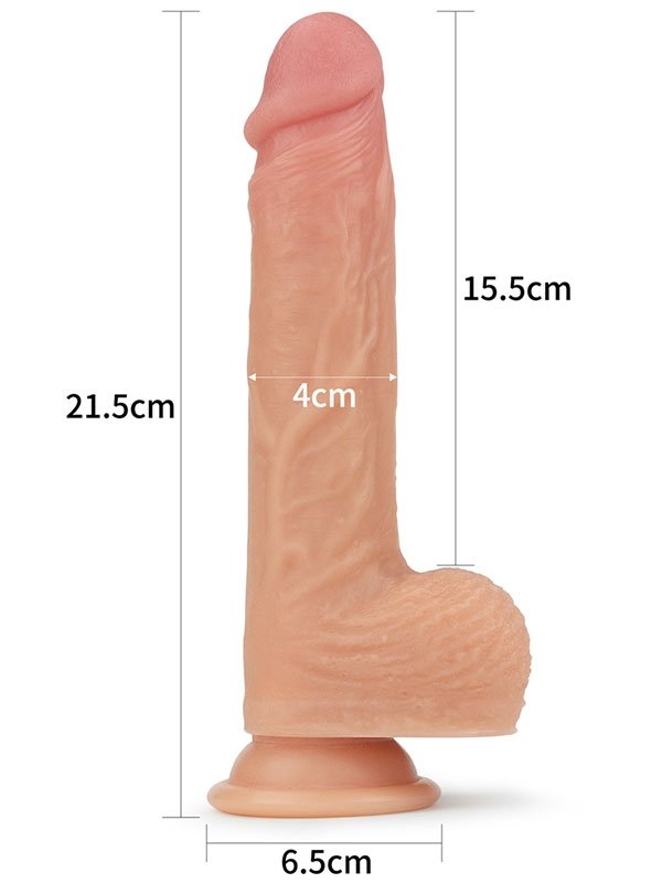 Döner Başlı Çift Katmanlı Isıtmalı Şarjlı Titreşimli Gerçekçi Dildo 21.5 cm