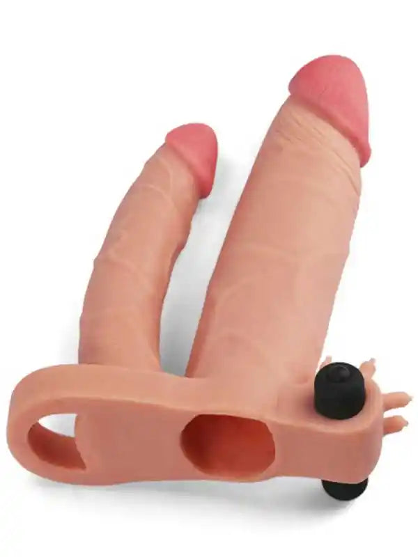 X Tender İkili Titreşimli Realistik Penis Kılıfı 2.5 cm Uzatmalı