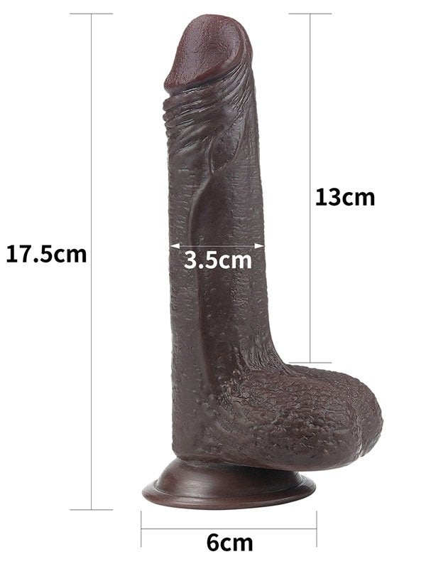 Kayar Derili Çift Katmanlı Gerçekçi Dildo 17.5 cm Siyah
